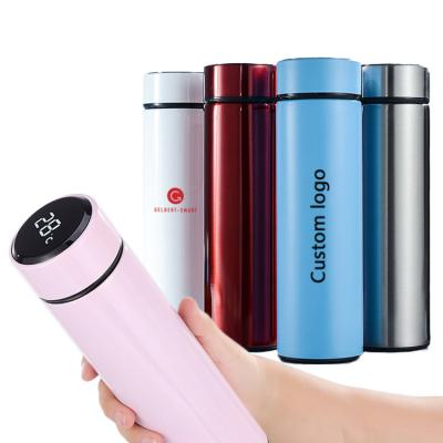 China Wholesale Sustainable Double Wall Thermos Vacuum Flask Wide Mouth Drinks Metal Insulated Stainless Steel Smart Water Bottle With Custom Logo for sale