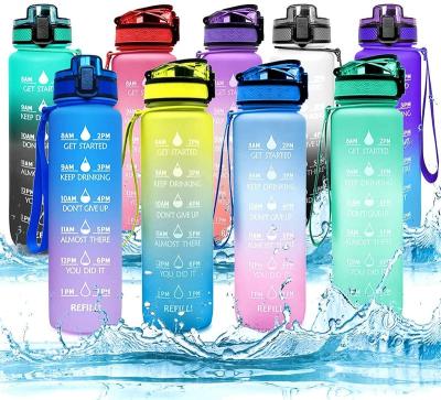 China Customized Viable Child Water Bottle With Weather Marker Outdoor Sports Gym Frosted Plastic Motivational Water Bottle for sale