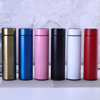 China Sustainable Custom Smart Stainless Steel Insulation 500ml Double Vacuum Rose Color Smart Water Bottle With LED Temperature Display for sale