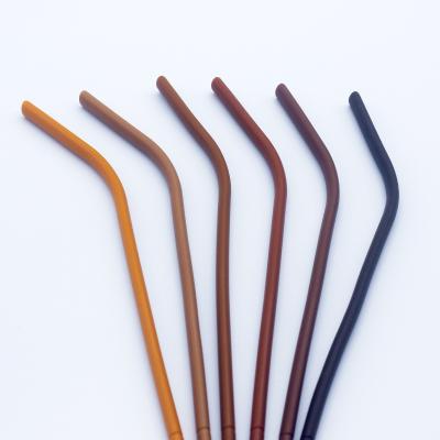 China Amazon Viable Large Mouth Tender Silicone Drinking Flat Straws For Coffee Milk Tea Party Bar Accessories for sale