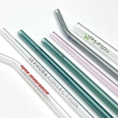 China Borosilicate Custom Logo Sustainable Reusable Reusable Glass Printed Drinking Straws for sale