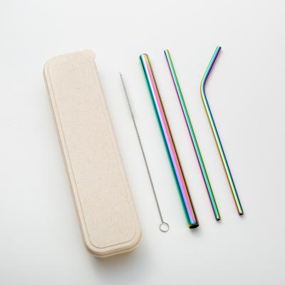 China Beverage Stainless Steel Metal Drinking Straws With Cleaning Brush Straw Set In Stock for sale