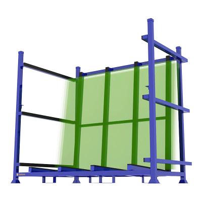 China Transport Stackable Glass Rack Fixed Shelf Steel Glass Sheet Stacking Rack Turnover Rack for sale