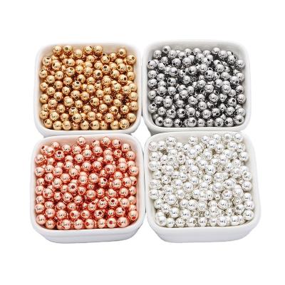 China DIY Bulk 2mm 3mm 4mm 6mm 8mm Round Tarnish Free 14K 18k cuentas redondas de Acero Inoxidable Gold Plated Beads For Jewelry Making for sale