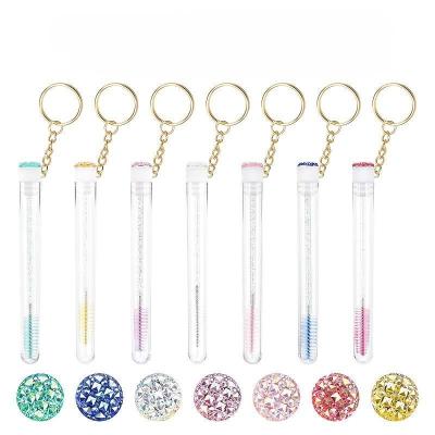 China Promotional Gifts private label reusable mascara wand holder with keyring cleansing eyelash extension luxury lash spoolies keychain white for sale