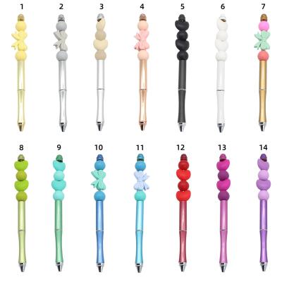 China Decoration New Design Beaded Pen Accessories Endless Mechanical Pencil Metal DIY Silicone Beadable Pencil Premade Beaded Pen  With Eraser for sale