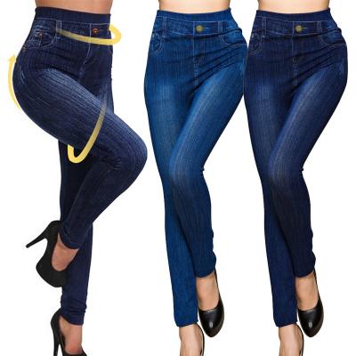 China Breathable Women Pencil Pants High Waist Print Denim Pants Jeggings Pants Slim Fit Women Breathable Stretch Jeans Gaiters for sale