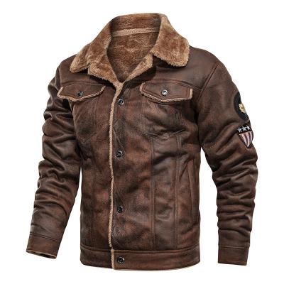 China New Arrival Winter QUICK DRY Custom Coats Warm Filling Vintage Bomber Shearling Sheepskin Biker Style Plus Size Leather Jacket for sale