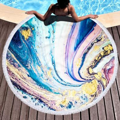 China Art Drawing Technique Kids Quick Dry Liquid Oriental Beach Towel Natural Luxury Magic Effect Round Towel Safe For Children Beach For Women for sale