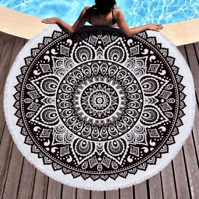 China Hot Sale Child Safe Hot Pattern Amazon Round Beach Towel With Tassels / Round Beach Towel Custom Design for sale