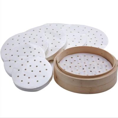 China No Fluorescers Dim Sum Steam Logs Dispensing Tour Air Fryer Steaming Paper Perforated Parchment Steaming Paper for sale