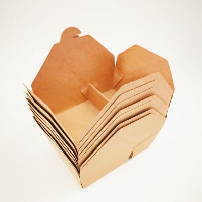 China 1200ml Traditional Waterproof And Multi-Lattice Oil Proof Kraft Paper Dining Box for sale