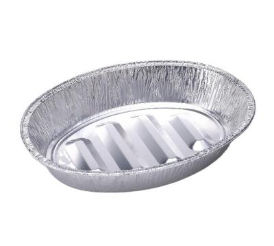 China Restarant Food Packing Standard Take Out Oval Shape Aluminum Foil Container 7000ml Large Size Packing Dish for sale