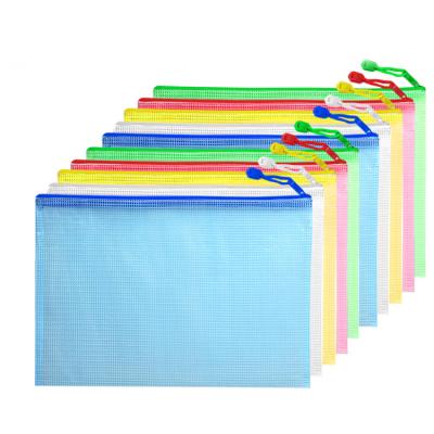 China Durable Hot Sale Double Layer Mesh Zipper File Document Folder Waterproof Pocket Bags for sale