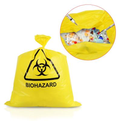 China Disposable Medical HDPE Thickened Hospital Clinic Flat Surface Plastic Yellow Type Disposable Garbage Waste Sack Bag Storage And Disposal for sale