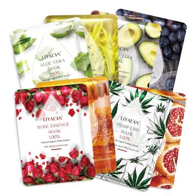 China Natural Rose Aloe Vera Plant Fruit Essence Sheet Hydration Whitening Natural Organic Facial Mask Anti-wrinkle Beauty Face Mask for sale