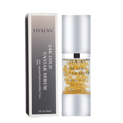 China Dark and Dry Skin Revitalizer Repair Skin Whiten Caviar Facial Organic Custom Face 24K Gold Vitamin C Serum Brightening Serum for sale