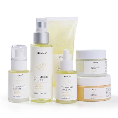 China Skin Treatment Private Label Turmeric Face Serum Cream Face Oil Clay Mask Turmeric Illuminating Skin Care Set for sale