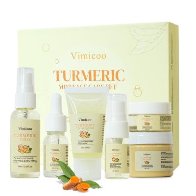 China Vegan Anti-Aging Organic Private Label Beauty Face Turmeric Turmeric Turmeric MINI Skincare Travel Facial Skin Care Set Korean For Gift for sale