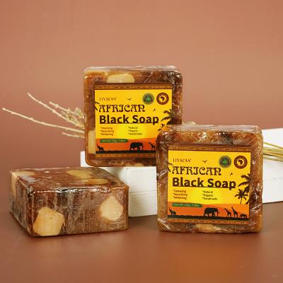 China Hoot Selling Private Label Skin Cleansing Base Cleansing Pure Natural Organic Handmade African Black Soap for sale