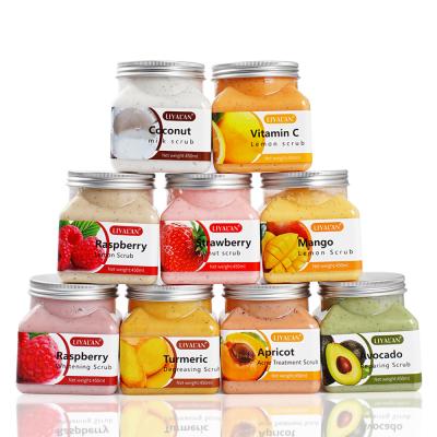 China Wholesale Private Label Vegan Natural Organic Face Exfoliator Moisturizing Apricot Shea Fruits Body Sugar Scrub Strawberry Exfolianting for sale