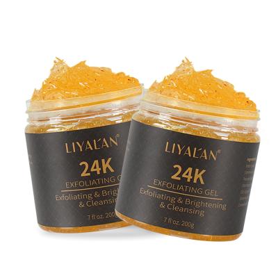 China Hot Sale Organic Exfoliator Face Scrub 24K Natural Whitening Exfoliating Bath Gel Body Facial Scrub for sale