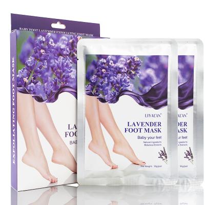 China Dead Skin Exfoilating Wholesales Moisturizing Natural Vegan Lavender Whitening Feet Peel Mask Boxed Socks Exfoliating Korea Foot Mask for sale