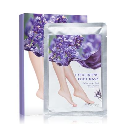 China Dead Peel Exfoilating Hot Sale OEM Collagen Vegan Skin Care Footmask Lavender Moisturizer Socks Foot Exfoliating Peeling Sheet Mask for sale