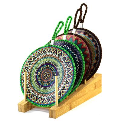 China Sustainable Custom Made Rope Loop Sublimation Ceramic Coasters Table for sale