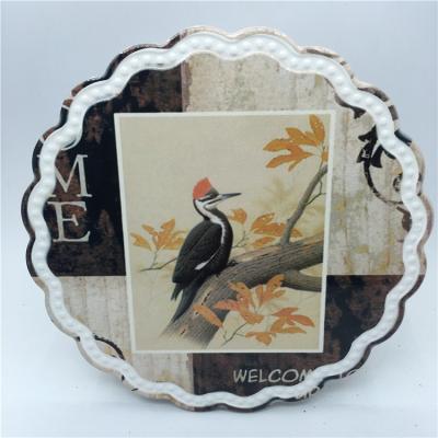 China Custom Printed Round Laciness Bird Stocked Heat Resistant Ceramic Place Mats for sale