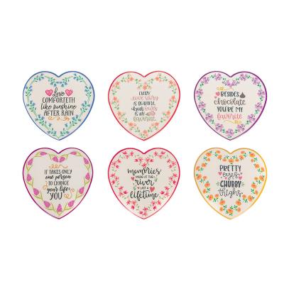 China Viable Heart Shape Coasters Set Cork Insulation Coffee Set Accessories Non-slip Mat Ceramic Decoration Creative Tableware for sale