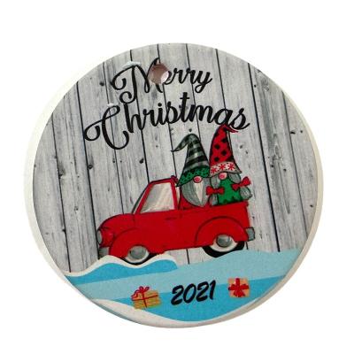 China Fashionable Hot Sale Home Decorations Sublimation Christmas Tree Single Or Double Sides Printing Ceramic Hanger Ornament for sale