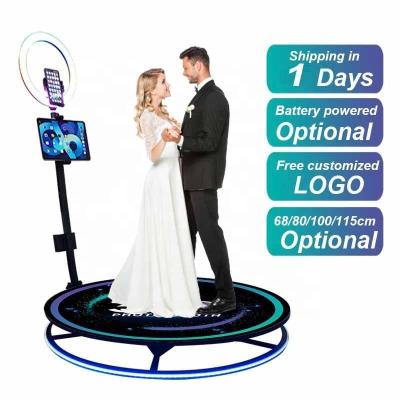 China Party Fashion Led 360 Automatic Rotating Photo Booth 360 Video Enclosure Phone Infinity Booth Props for Wedding Party for sale