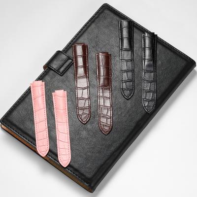 China Fashion / Luxury Genuine Alligator Leather Watch Band With Butterfly Buckle for sale