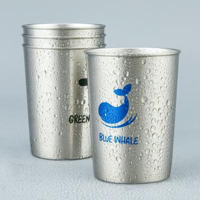 China Sustainable 301-400ml Stainless Steel Single Layer Beer Mug Pattern Water Crimped Mug Customized for sale