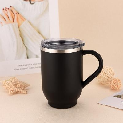 China Sustainable Double Wall Vacuum Insulated Stainless Steel 16OZ Wine Glass Wine Tumbler With Handle Coffee Mug for sale