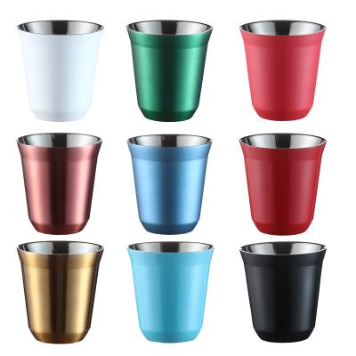 China Sustainable Double Wall Stainless Steel Espresso Cup Insulated Tea Cups Metal Coffee Cups for sale