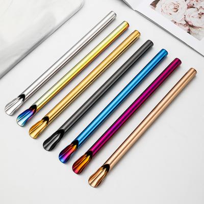 China Viable Reusable Reusable Metal Drinking Straw Spoon Stainless Steel Mate Straw Spoon / Stainless Steel Straw for sale