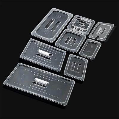 China Fashionable Interesting Full Set Quality Clear Polycarbonate Food Pan Lid Notched Gn Pan Cover for sale