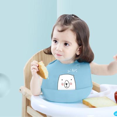 China 1pcs BPA Free Silicone Baby Feeding Bib Waterproof Baby Bib Newborn Aprons Cartoon Silicon Bib Adjustable Baby for sale