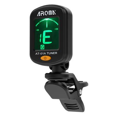 China GUITAR AROMA AT-01A Guitar Tuner Rotatable Removable Tuner LCD Display For Chromatic Acoustic Guitar Bass Ukulele Black Guitar Parts for sale