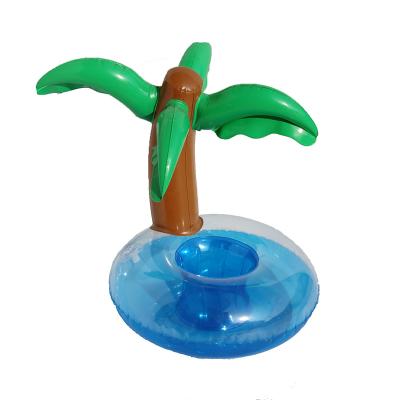 China Toy Coasters Inflatable Cup Holder Mini Coconut Tree Animal Shape Float Viable Water Pool Drink Inflatable Cup Holder for sale