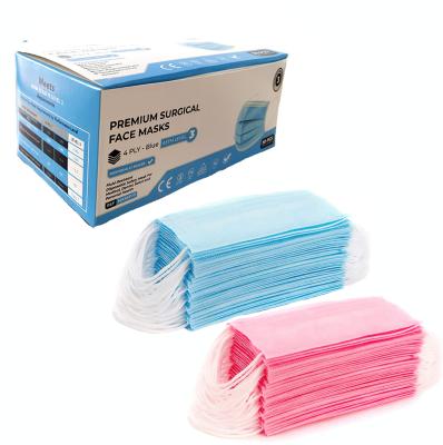 China Custom Lightweight Breathable Disposable Breathable No Medical Use 3 Layers 3 Ply Face Mask Women Man Pink Blue For Girls Females for sale