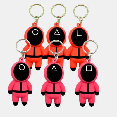 China 2022 Holiday Hot Sale Funny In The Key Dangle Ring Squid Accessories Squid Key Chain PVC Silicone Squid Running Soft Key Holder for sale