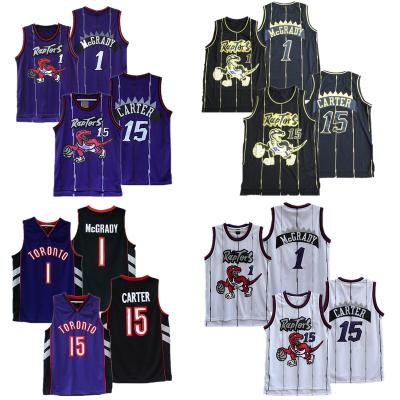 China Toronto Basketball Antibacterial Classic Purple Tank Tops 15 Tracy McGrady 1 Vintage Regression Stitched USA Sports Bketball Tank Top for sale