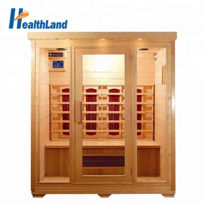 China Computer Control Panel Healthland Cabin Wood Outdoor Fir Sauna 4 Person Far Infrared Sauna For Sale for sale