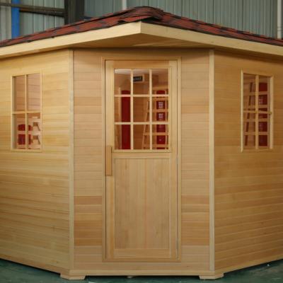 China Outdoor Computer Control Panel 5-6 Person Sauna HEMLOCK WOOD for sale