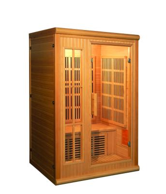 China Computer Control Panel 2 PERSON CARBON HEATER Luxury WOODEN HEMLOCK SAUNA INFRARED ROOM for sale