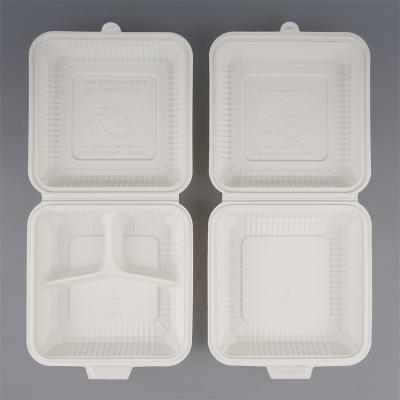 China Disposable Biodegradable Cornstarch Single Compartment Clamshell Disposable Eco-Friendly Boxes Cornstarch Packaging Fast Food Lunch Box for sale