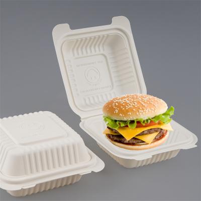 China Custom Disposable Clamshell Cornstarch Lunch Box 6 Inch Biodegradable Hamburger Packaging Box Eco-Friendly Biodegradable Eco-Friendly Disposable for sale